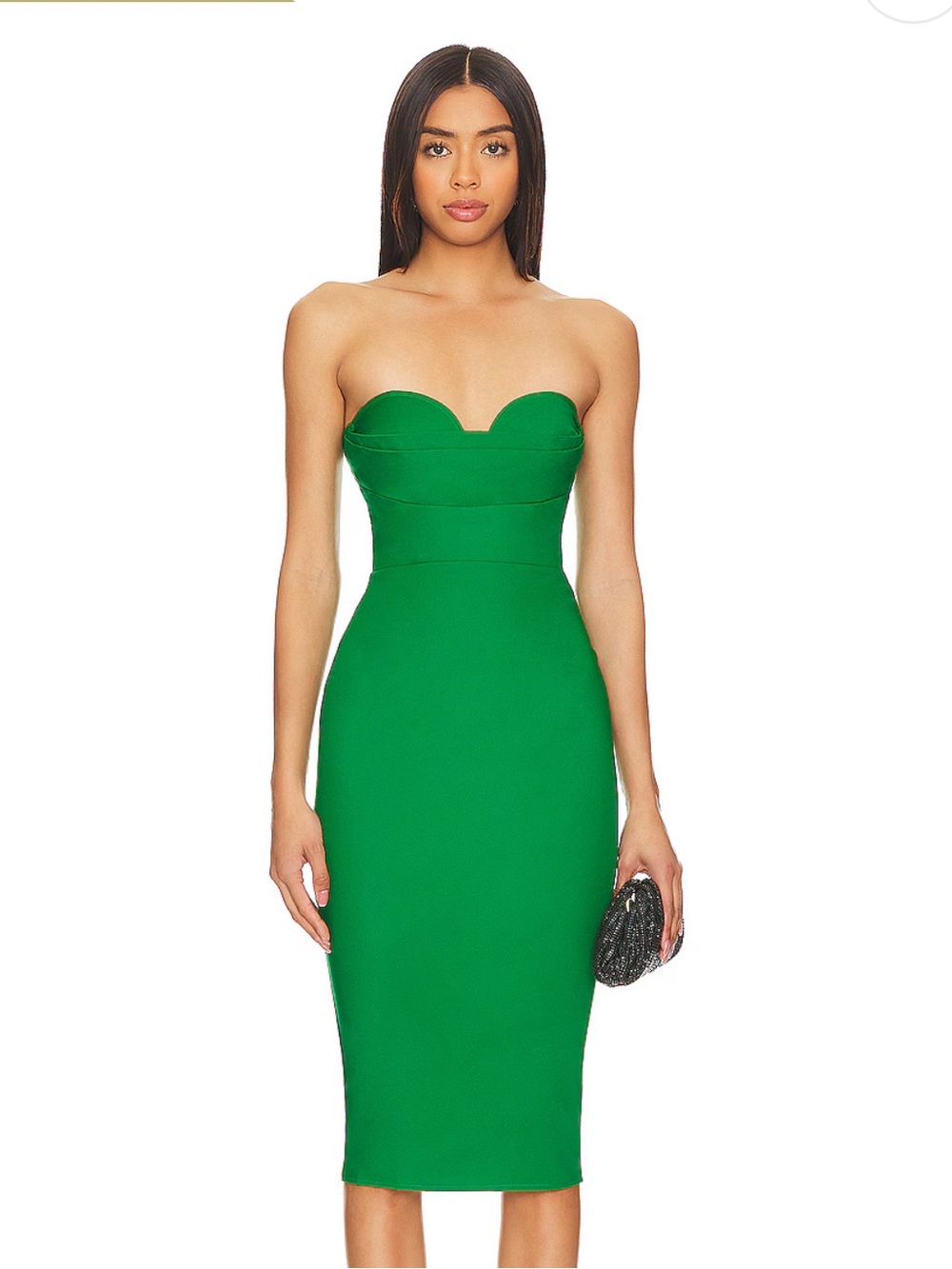 Sophia Strapless Midi Dress in Kelly Green